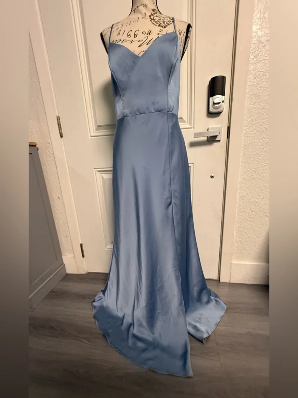 Birdy Grey Dusty Blue Satin Maxi Dress - Size M - Formal/Bridesmaid - Picture 4 of 11